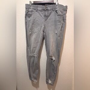 Torrid size 20S Gray Skinny Jeans with Distressed Details